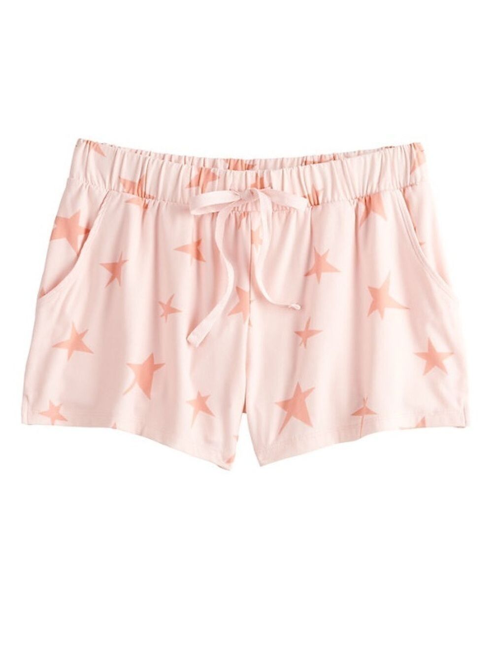 SO 1X pink with coral stars pajama shorts with pockets